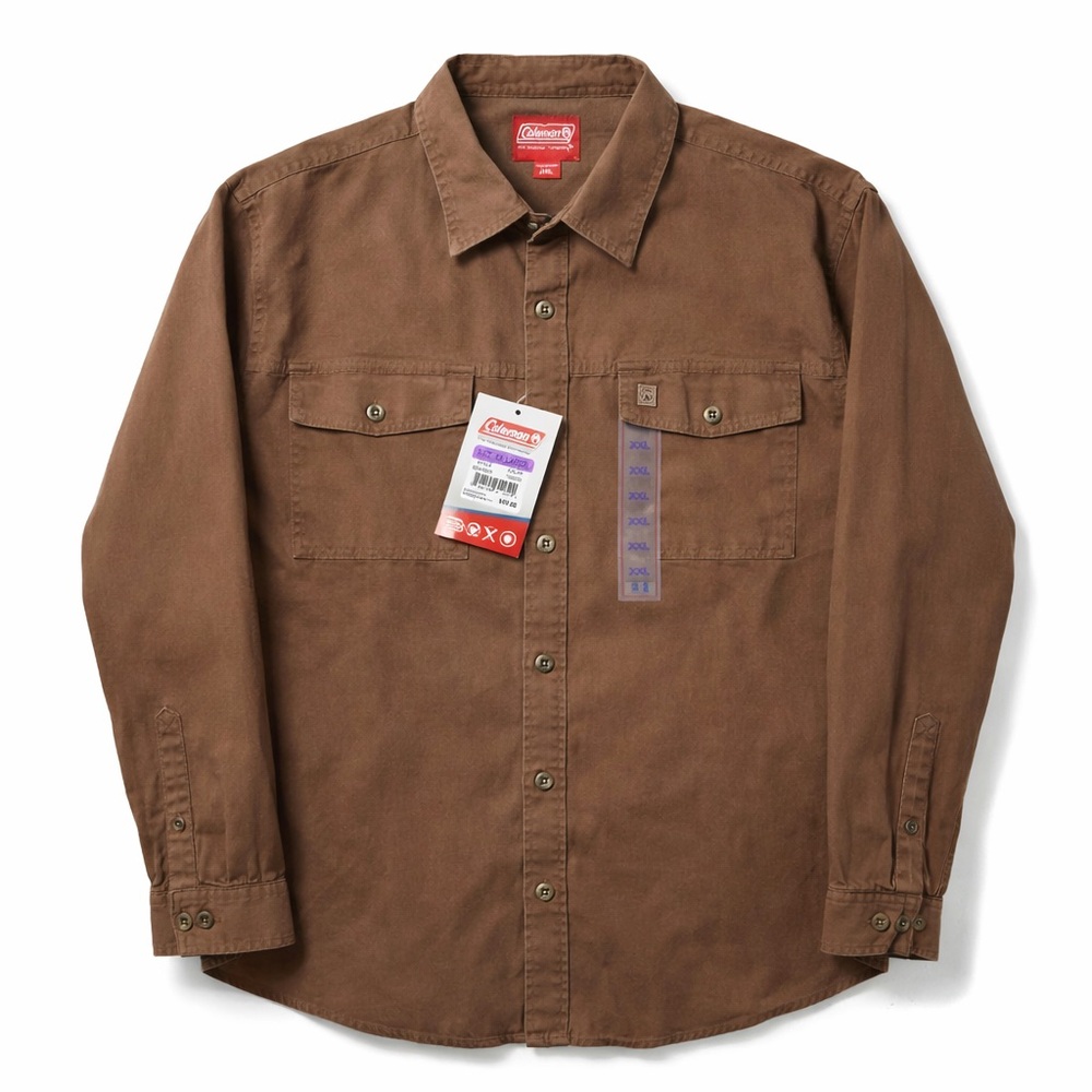 Coleman Brown Button Up Work Shirt XXL Outdoor Utility NWT